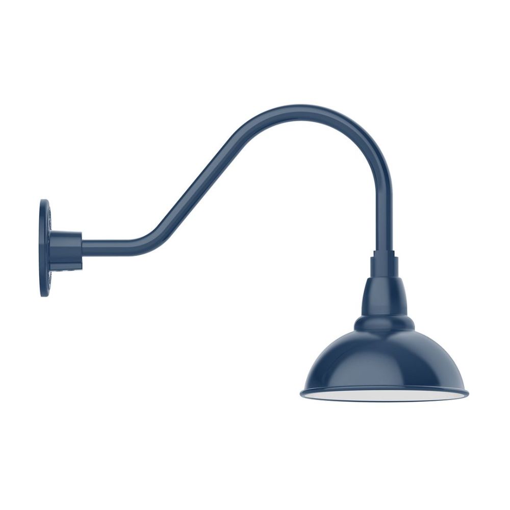 Montclair Lightworks GNA105-50-B03-L10 8" Cafe Shade, Led Gooseneck Wall Mount, Decorative Canopy Cover, Navy